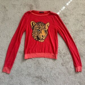 Wildfox Red Leopard Graphic Sweater